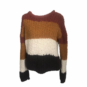 Pink Rose Striped Sweater Size L Crop Style